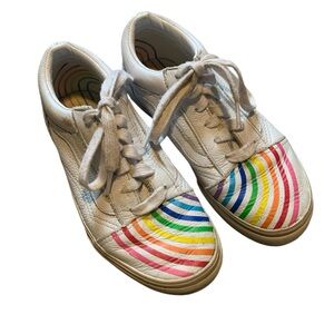 Vans x Flour Shop Old Skool White Rainbow Pride Shoes 2.5 Kids